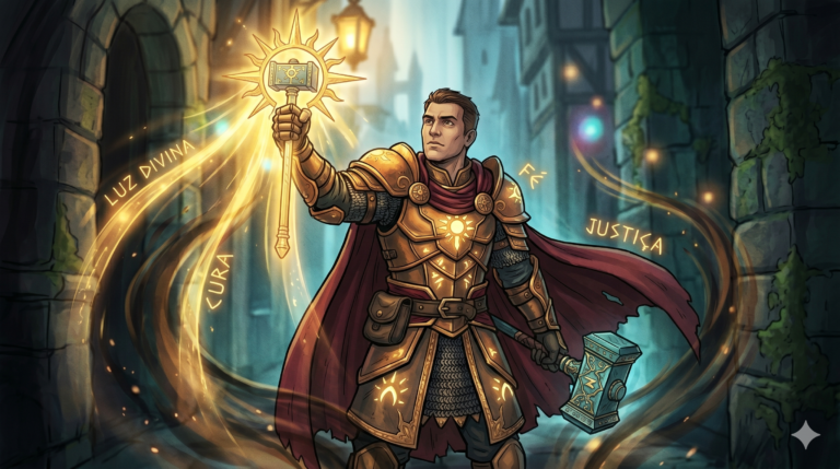 Guia completo do Clérigo em Tormenta 20: devoção, Canalizar Energia, o combo Abençoar Arma, melhores deuses, poderes e builds nível a nível.